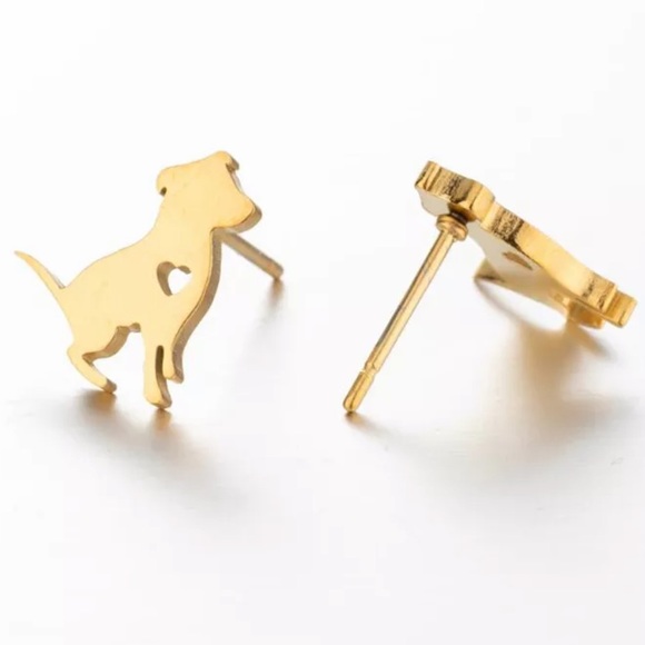 DOG LOVER GOLD Stainless Steel Stud Earrings with Gift Bag - Picture 3 of 7